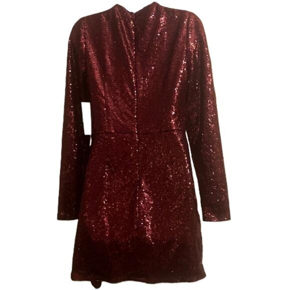 JUSTFAB Red Sequin Wrap Dress Long Sleeve V Neck Party Occasion Size‎ S - Picture 4 of 5